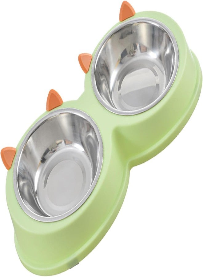 Evona 2-in-1 Food and Water Bowl for Dog, Puppies, Cats, Rabbit & Kittens, Anti Slip Stainless Steel Double Diner Dog and Cat Food Bowl, Pet Food and Water Bowl for Small Dog, Puppies and Cat (Green) - Image 4